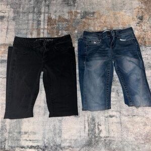 American Eagle Outfitters Black and Blue Skinny Jeans